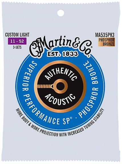 Martin - 3 Pack  Authentic Acoustic SP Phos Bronze Strings