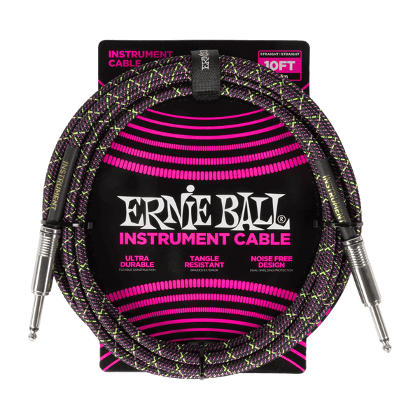 Ernie Ball - 10ft Braided Cable ST/ST - Purple Python