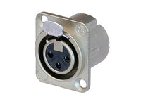 Neutrik -  NC3FD-LX - 3 pole female receptacle, solder cups, Nickel housing, silver contacts.