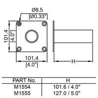 Penn Elcom M1555 127mm Deep Heavy Duty Speaker Mounting Top Hat To Suit 35mm Poles