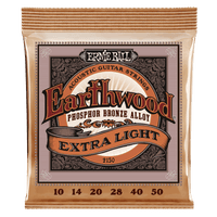 Ernie Ball - Earthwood Acoustic Guitar Strings - Phosphor Bronze - Extra Light - 10/50