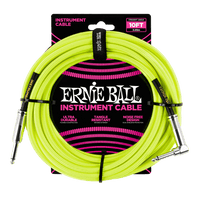 Ernie Ball - 10ft Braided Cable - ST/ANG - Neon Yellow