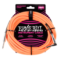 Ernie Ball 18' Braided Straight/Angled Neon Orange Guitar Lead