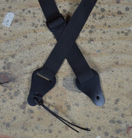 Lm Webbing Ukulele Strap Black W Leather Ends